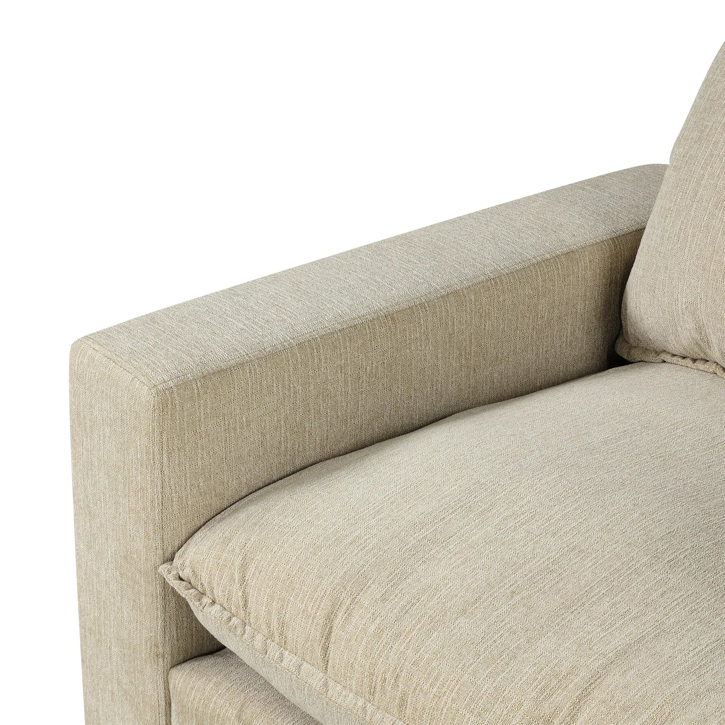Comfy Sectional Cloud Couch, Chenille Sofa with Ottoman, Beige