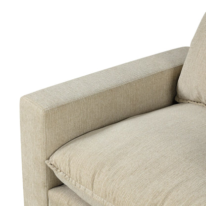 Comfy Sectional Cloud Couch, Chenille Sofa with Ottoman, Beige