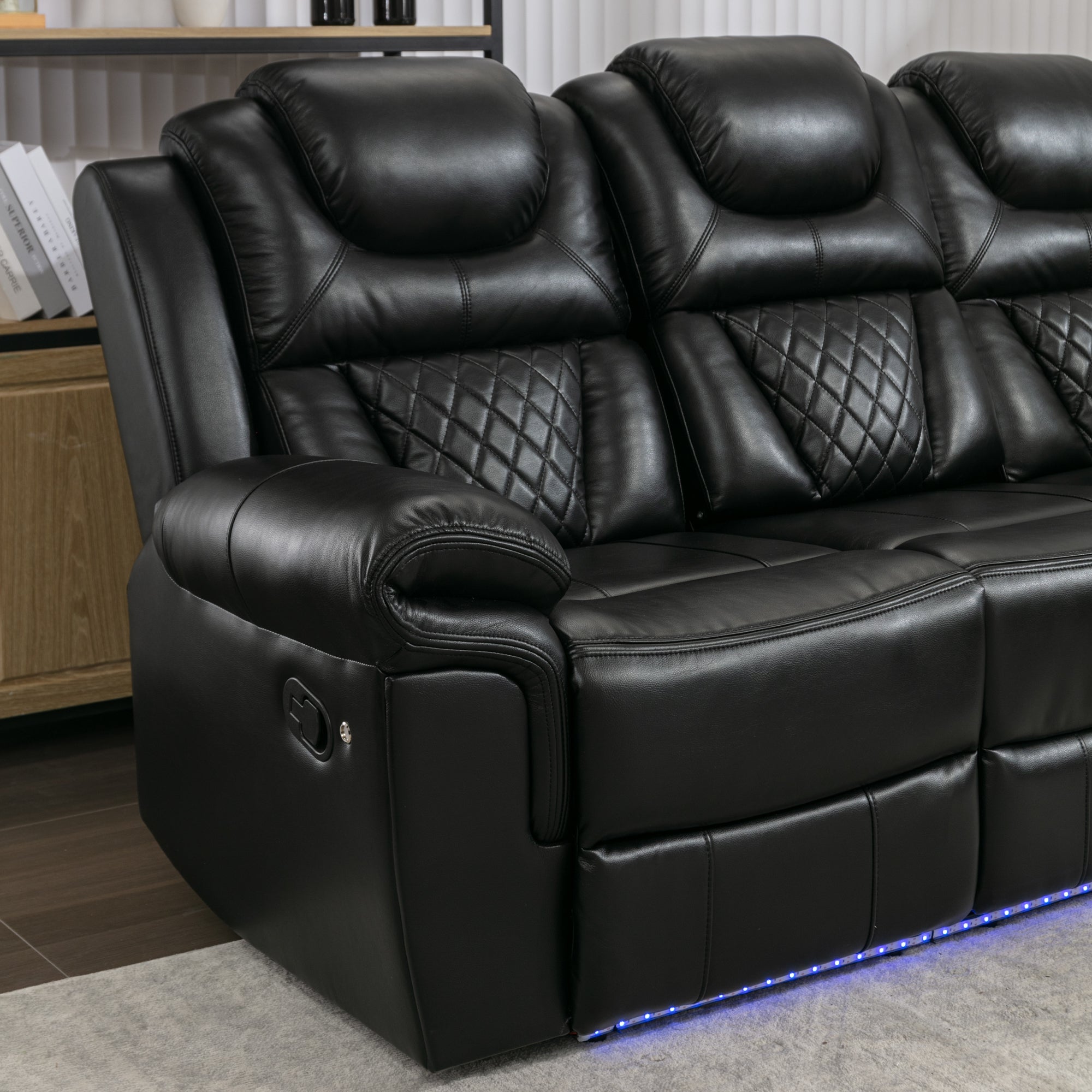 Louie Luxury Recliner Sofa Set, Home Theater Seating with LED Lights