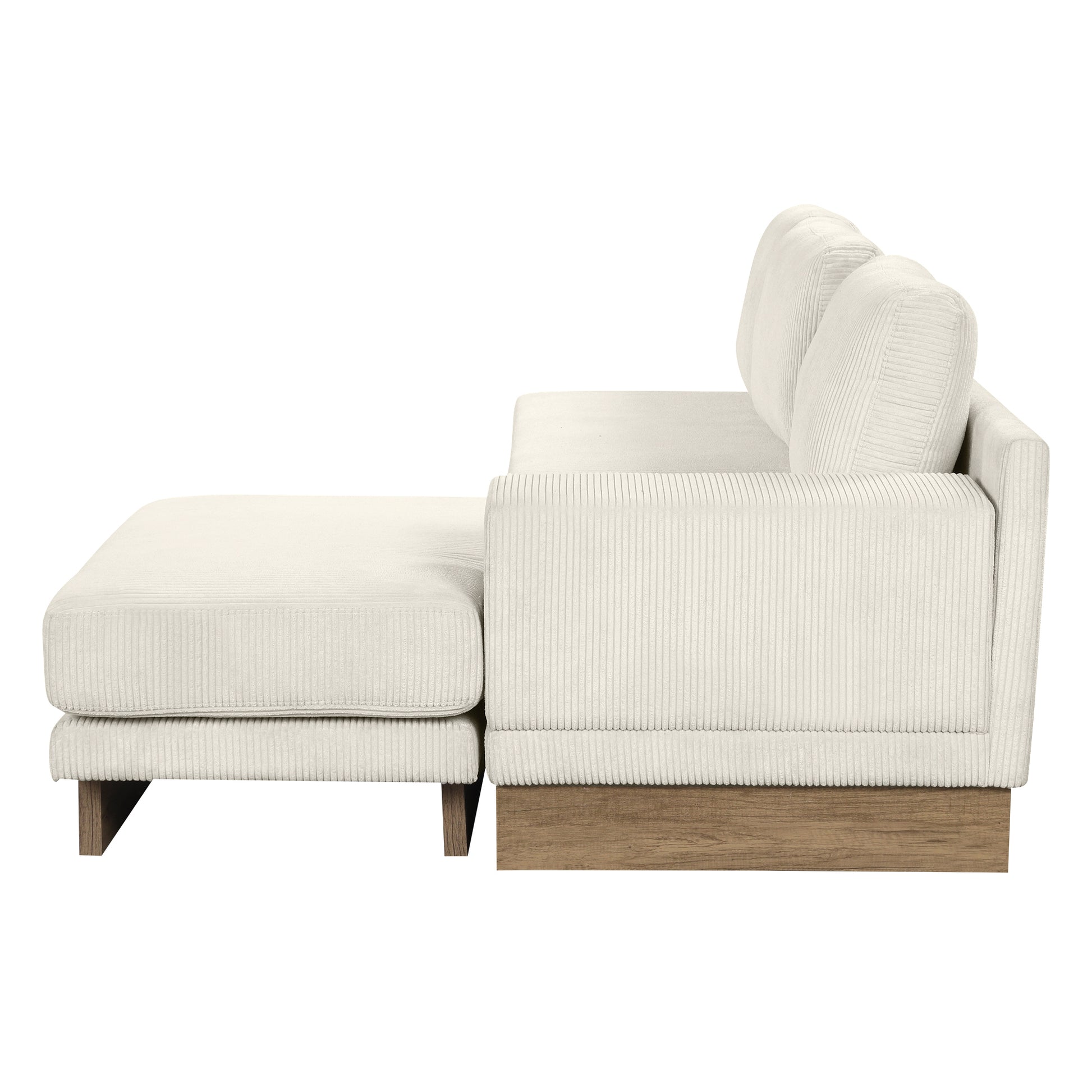 Corduroy Couch, Modern L Shaped Sectional Sofa with Reversible Chaise, Beige