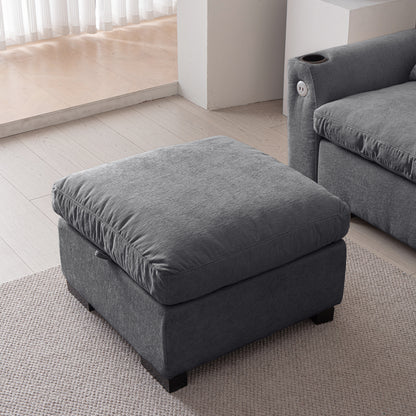 Louie Sectional Couch with Chaise, Sofa L-Shape with Ottoman Storage - Gray