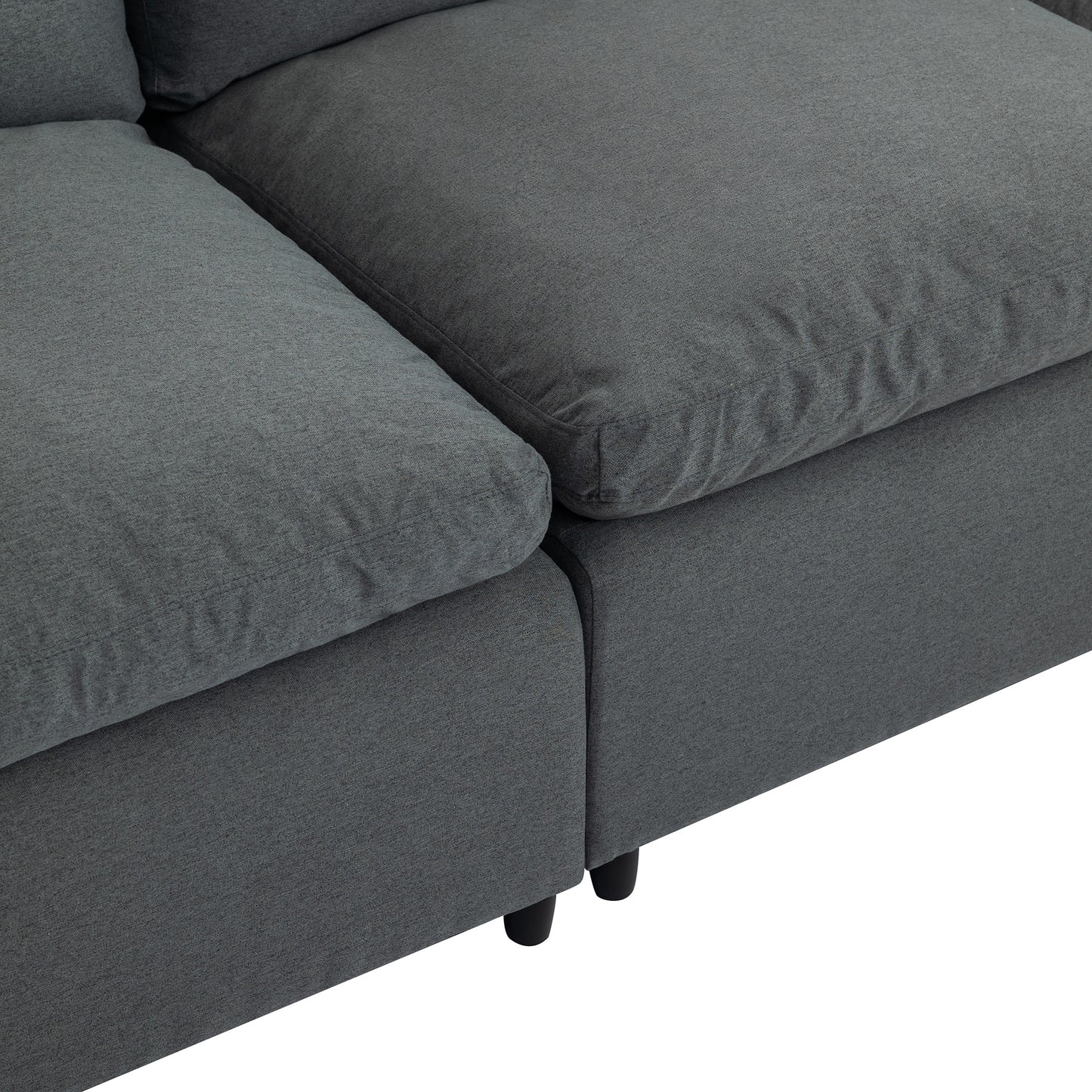 Louie Grey Sectional Couch, Sofa with Ottoman