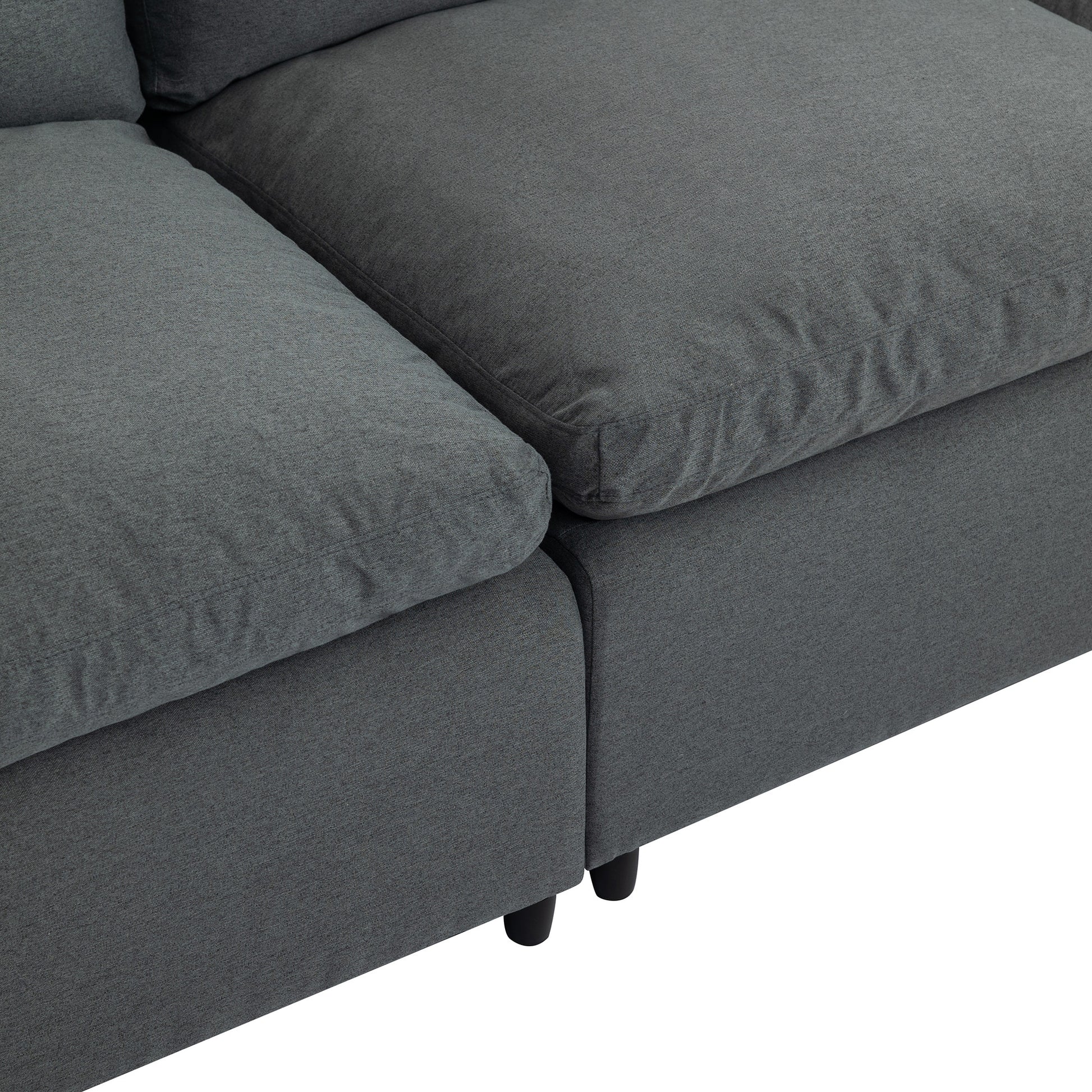 Louie Grey Sectional Couch, Sofa with Ottoman