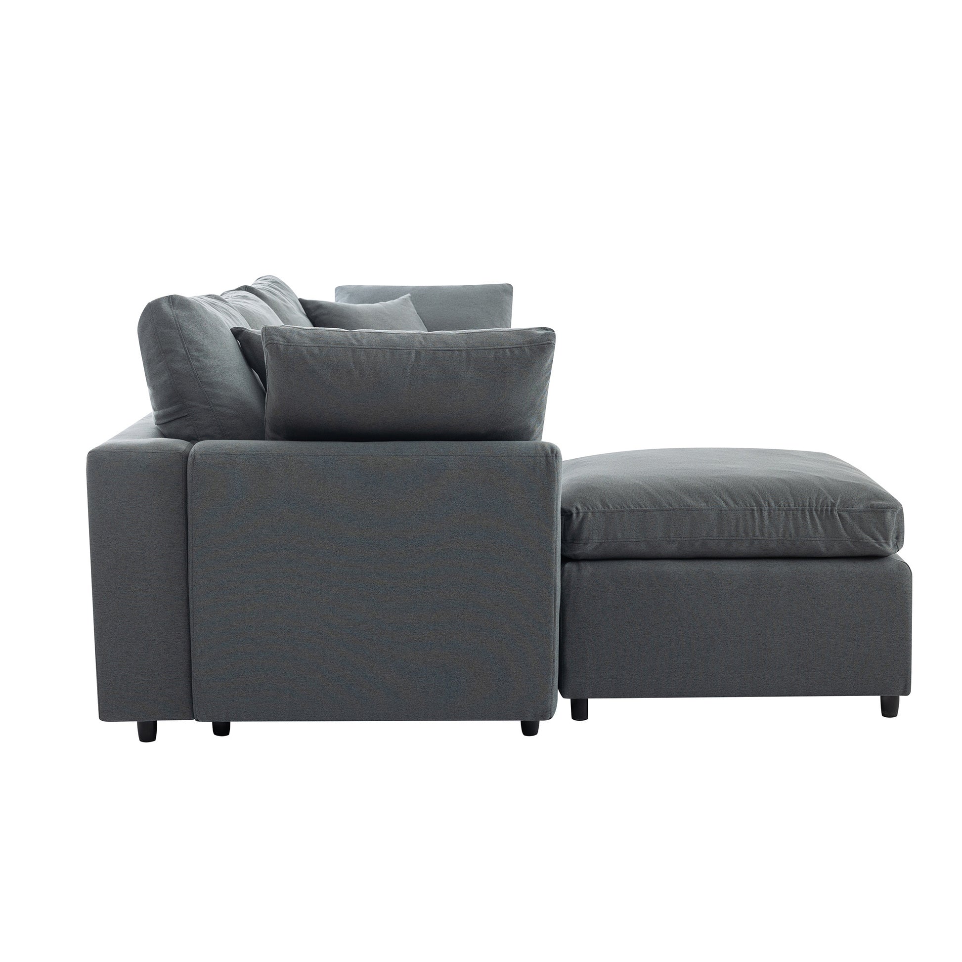 Louie Grey Sectional Couch, Sofa with Ottoman