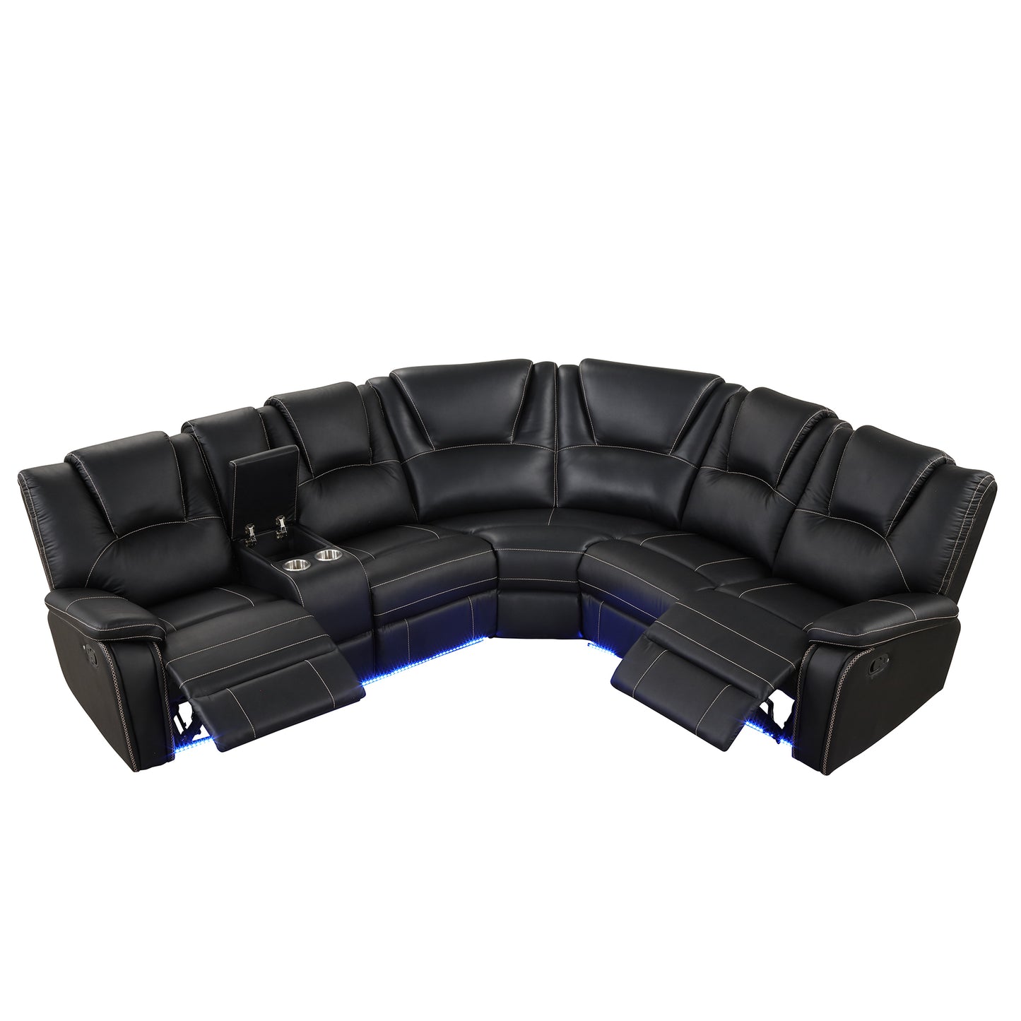 Modern Reclining Sofa, Corner Sectional Couch Recliner, Black