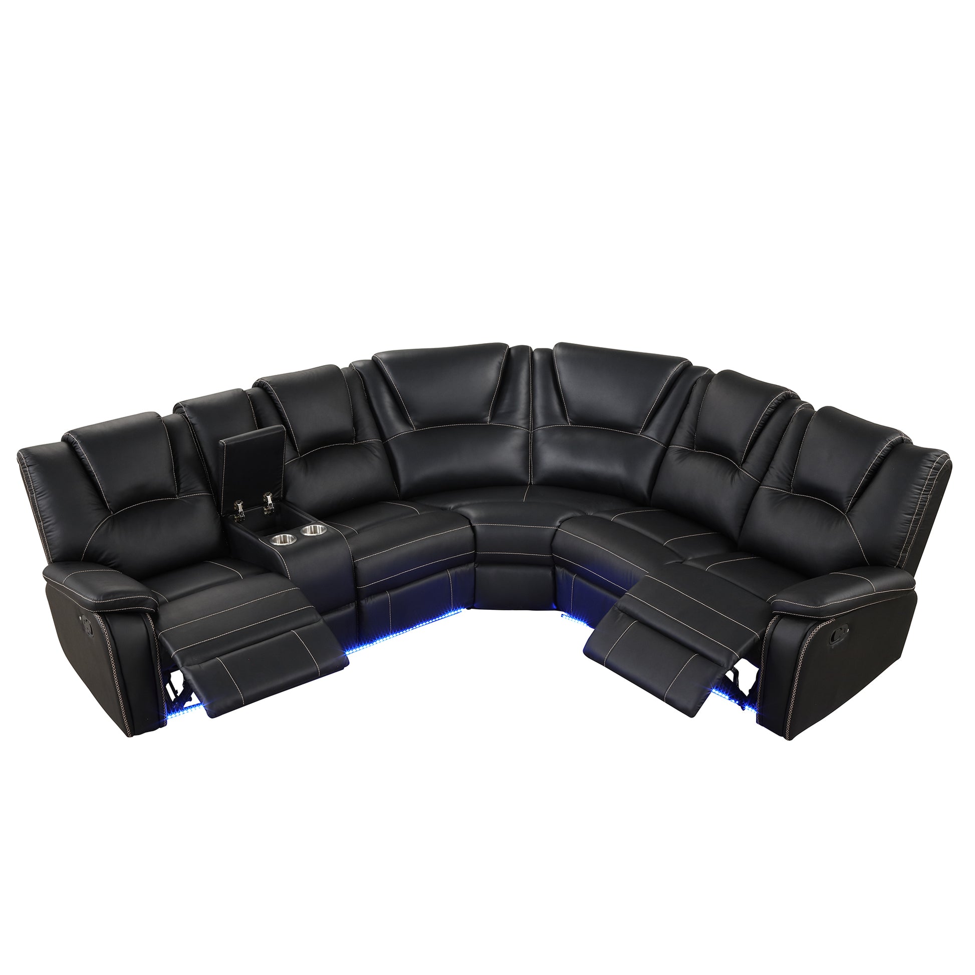 Modern Reclining Sofa, Corner Sectional Couch Recliner, Black