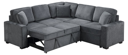 Louie Sleeper Sectional, Couch L Shape - Gray