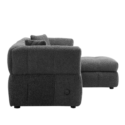 Small Couch, Sectional with Ottoman - Gray