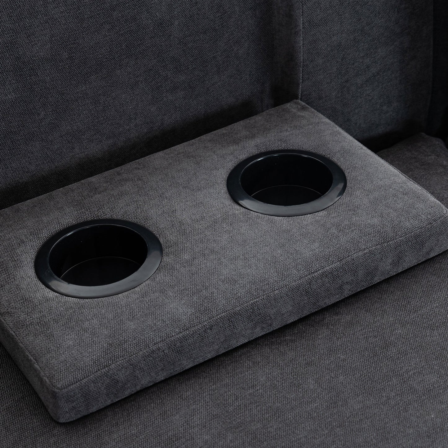 Modular Sofa with Removable Storage Ottoman, 5 Seat Sectional sofa with 2 Hidden Cup Holders