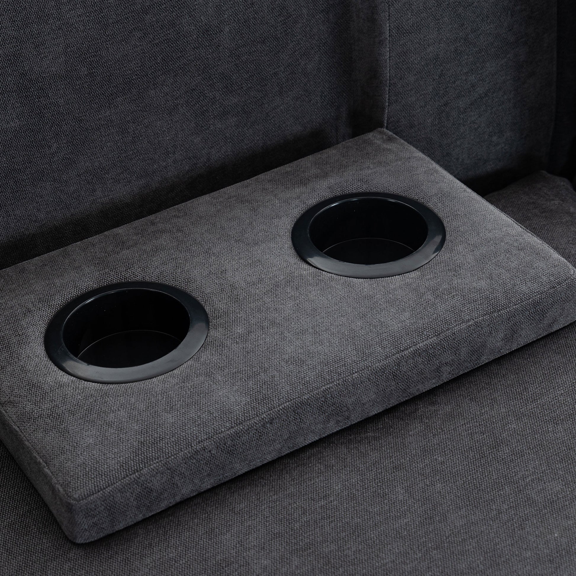 Modular Sofa with Removable Storage Ottoman, 5 Seat Sectional sofa with 2 Hidden Cup Holders