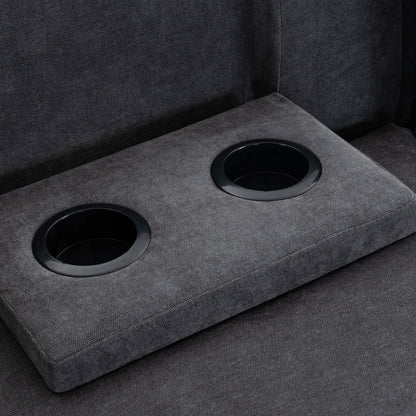 Modular Sofa with Removable Storage Ottoman, 5 Seat Sectional sofa with 2 Hidden Cup Holders