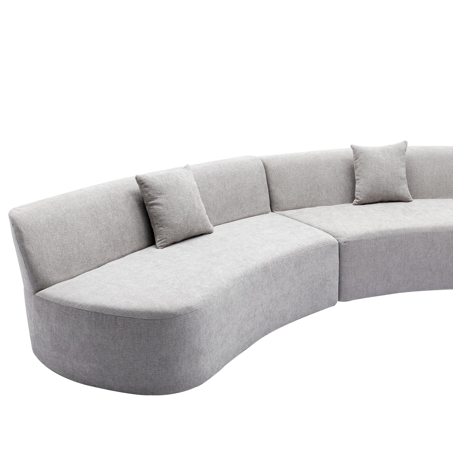 Curved Sofa, Modern Large Sectional Couch - Gray