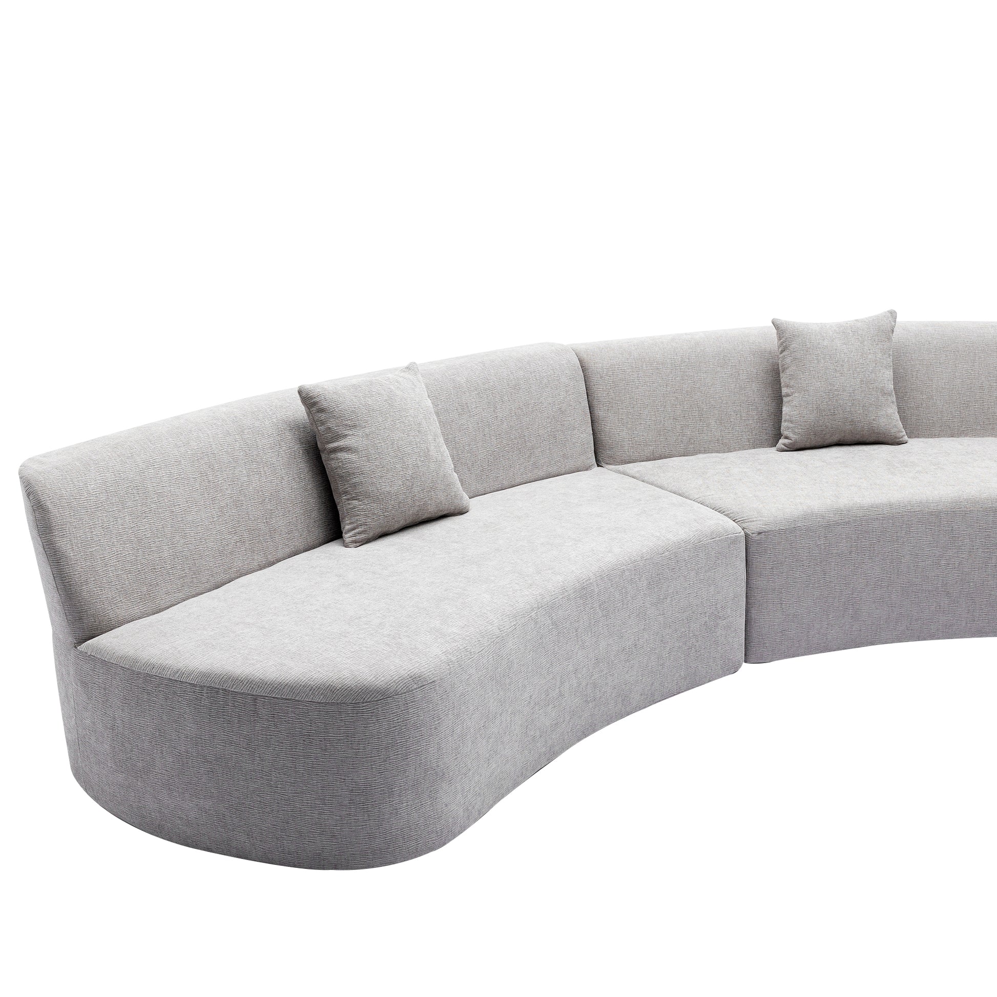 Curved Sofa, Modern Large Sectional Couch - Gray