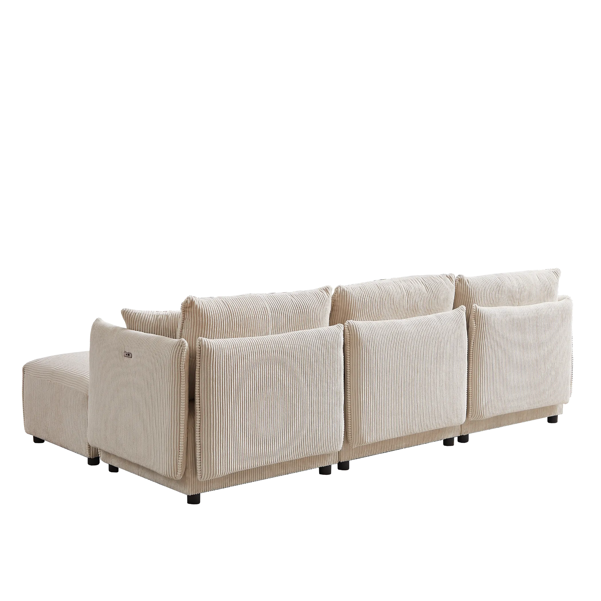 Modular U Shaped Sectional Sofa, Corduroy Couch with Ottoman - Beige