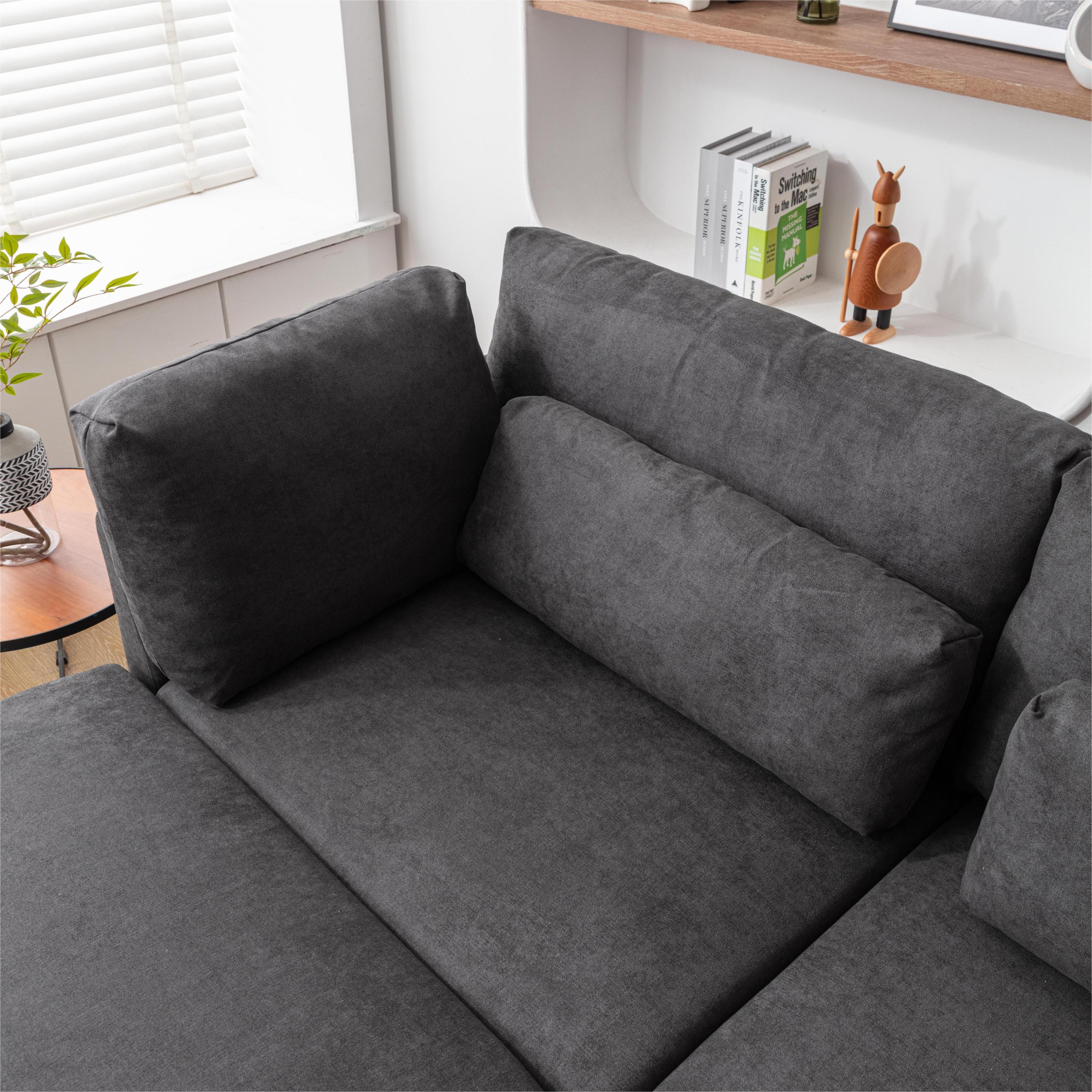 U Shaped Sectional, Sofa with Chaise Lounge - Dark Gray