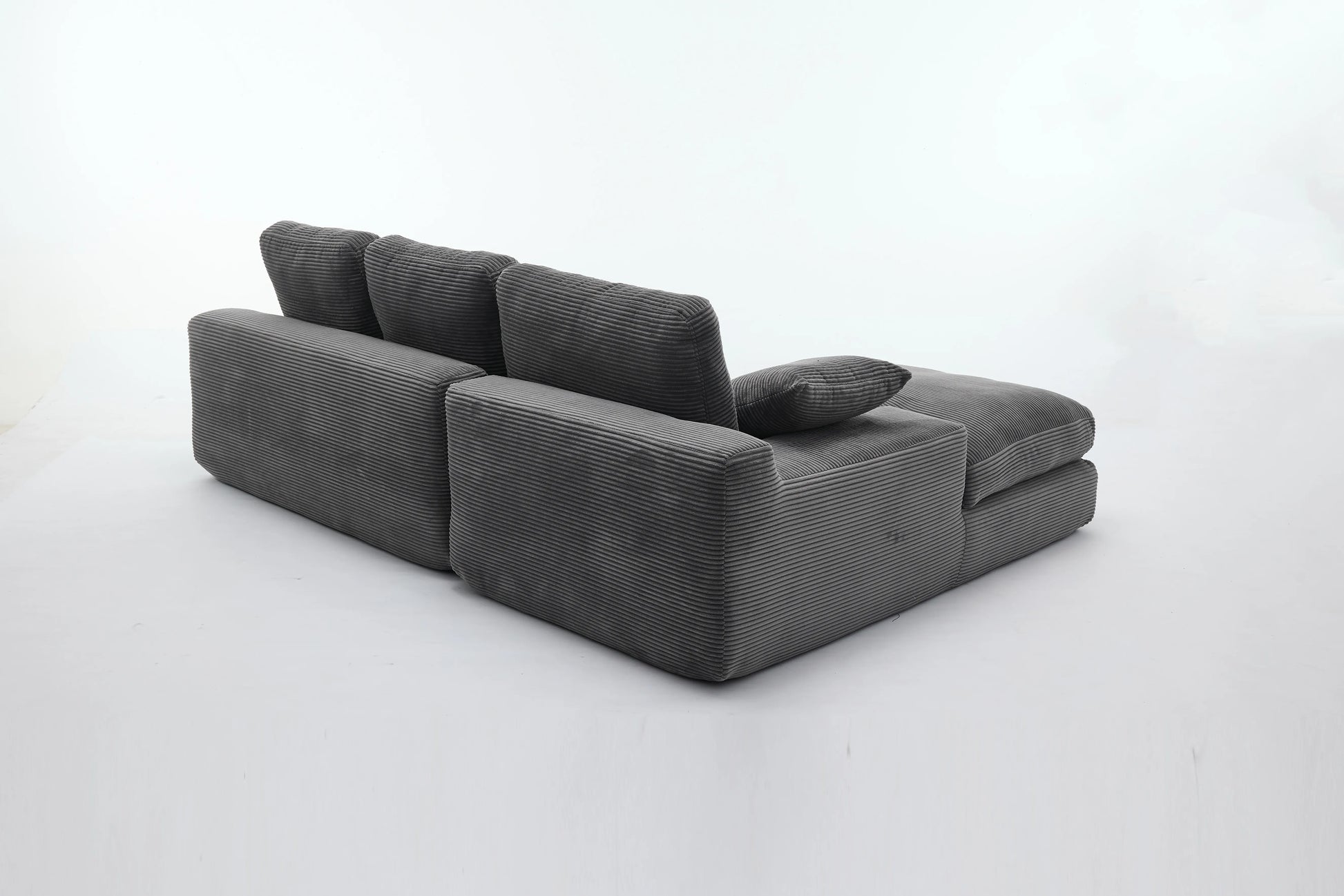 Chaise Lounge Sofa, L Shape Reversible Corduroy Couch Sectional, Grey