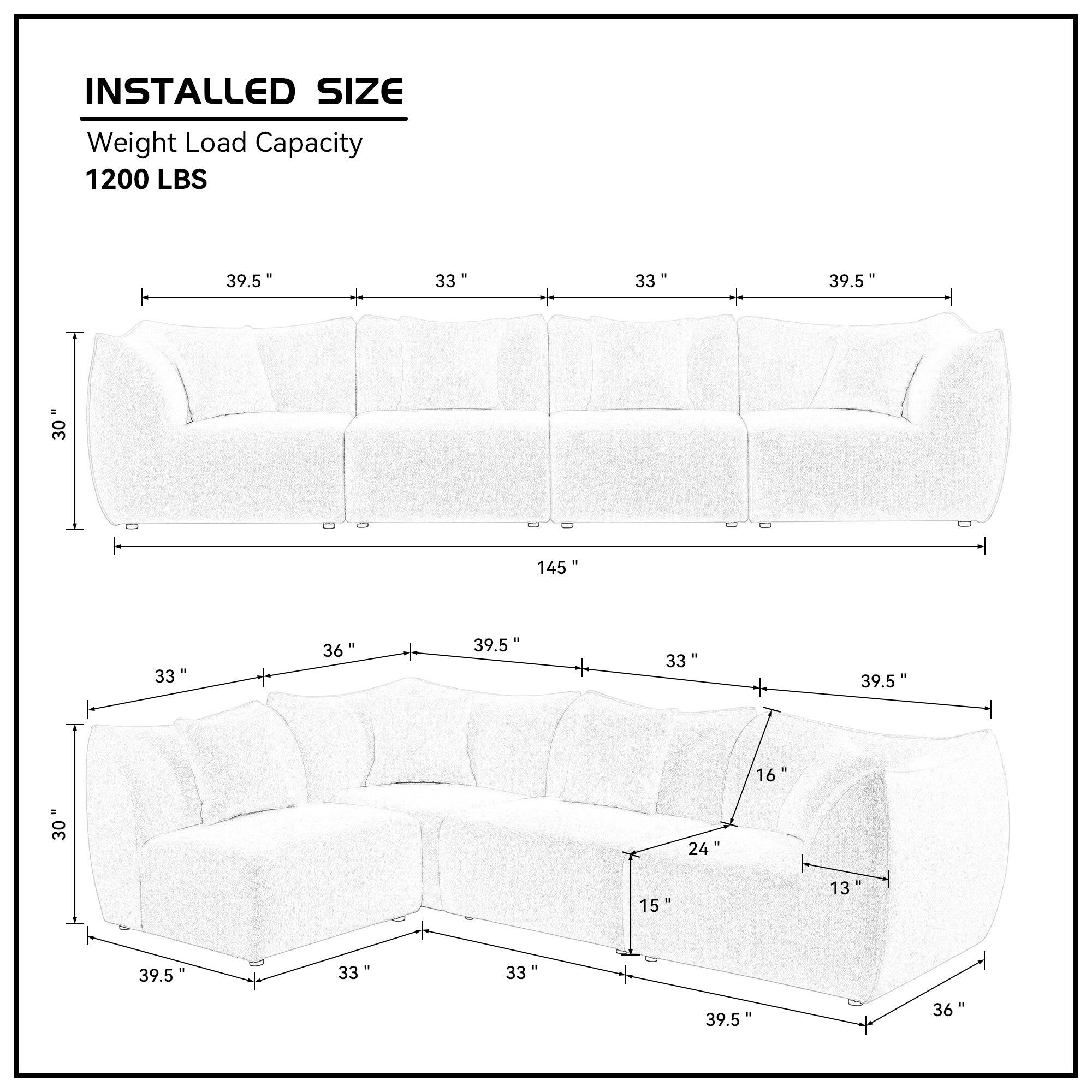 Grey Sectional Couch, Sofa L Shape, Comfy Teddy Fleece