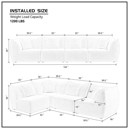 Grey Sectional Couch, Sofa L Shape, Comfy Teddy Fleece
