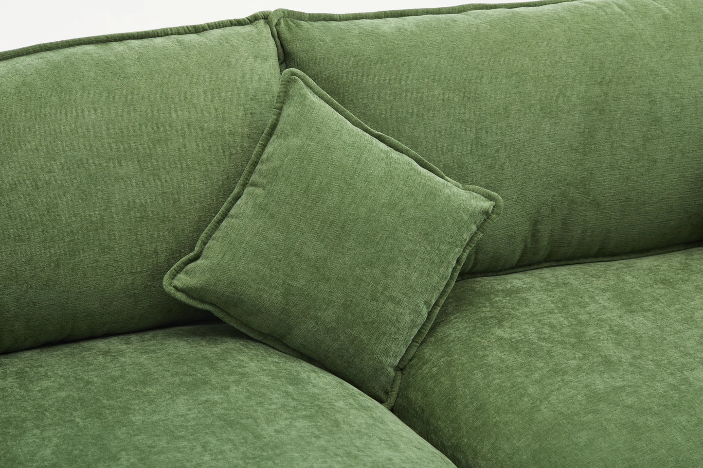 3 Seater Sofa, L Shaped Couch with Ottoman, Beige/Gray/Green