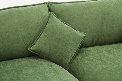 3 Seater Sofa, L Shaped Couch with Ottoman, Beige/Gray/Green