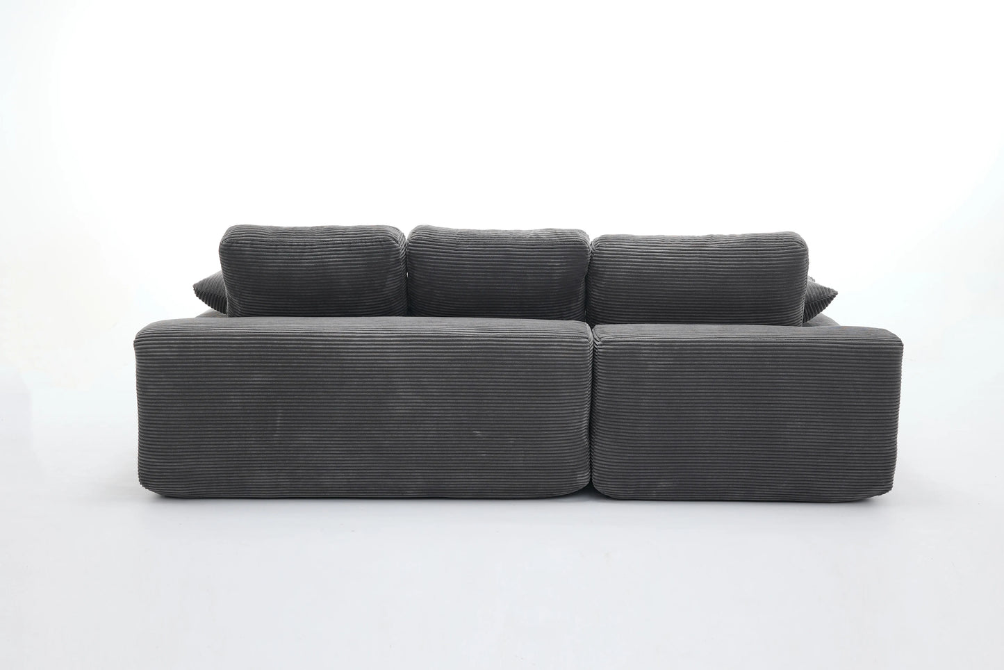 Chaise Lounge Sofa, L Shape Reversible Corduroy Couch Sectional, Grey