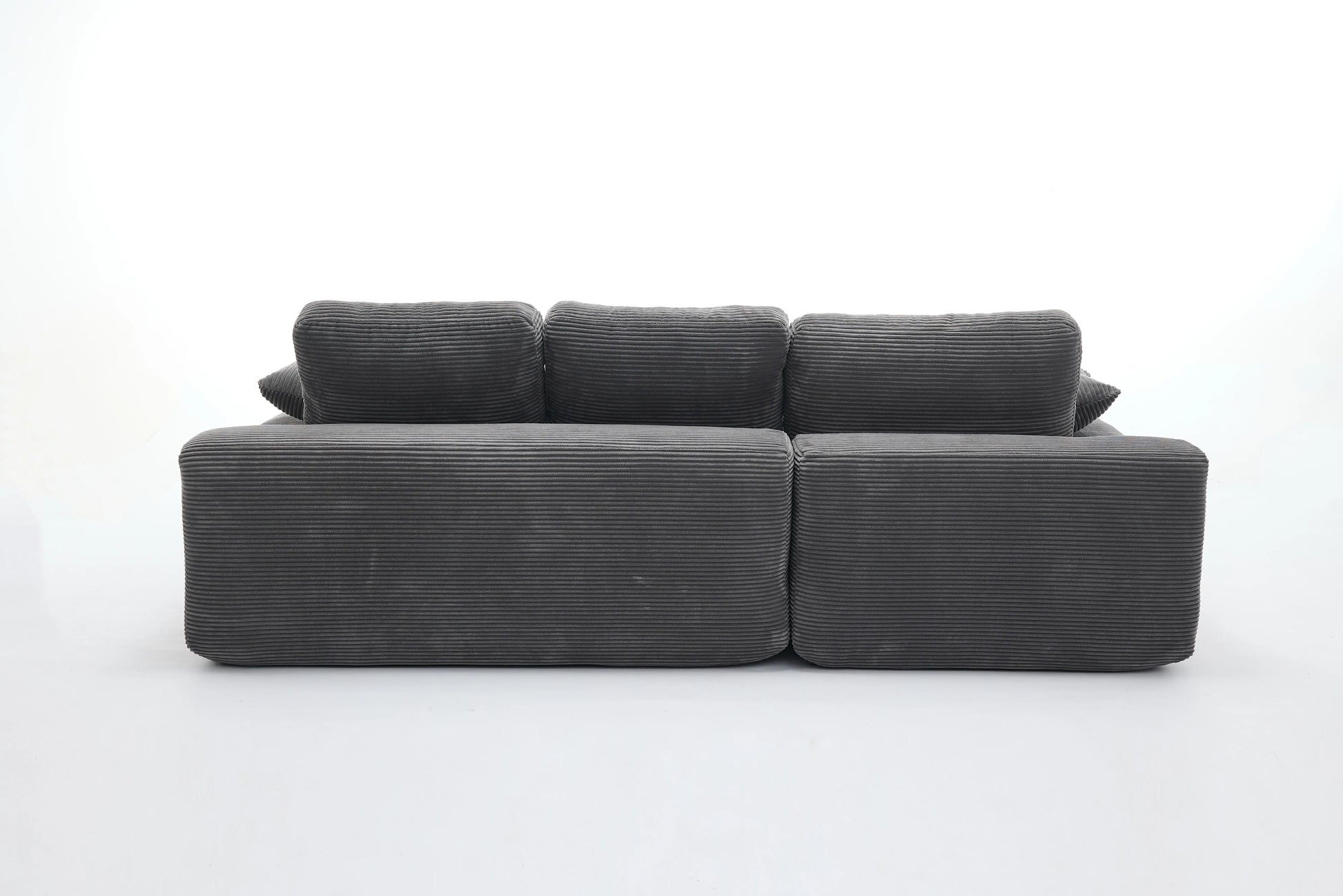 Chaise Lounge Sofa, L Shape Reversible Corduroy Couch Sectional, Grey