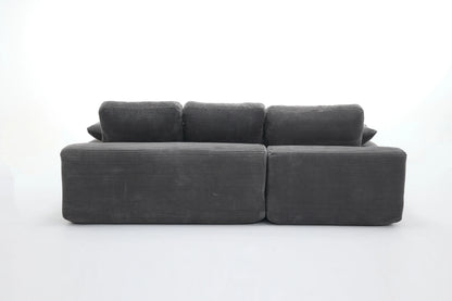 Chaise Lounge Sofa, L Shape Reversible Corduroy Couch Sectional, Grey