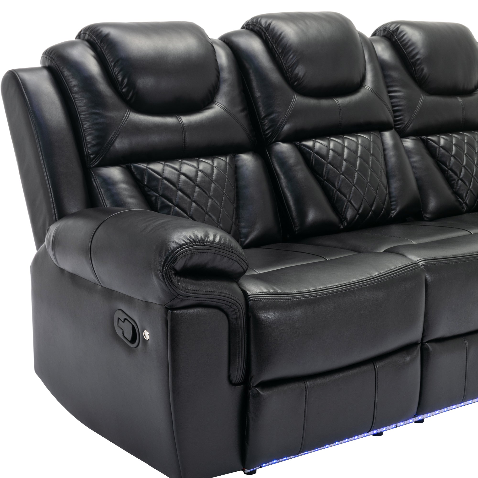 Louie Luxury Recliner Sofa Set, Home Theater Seating with LED Lights