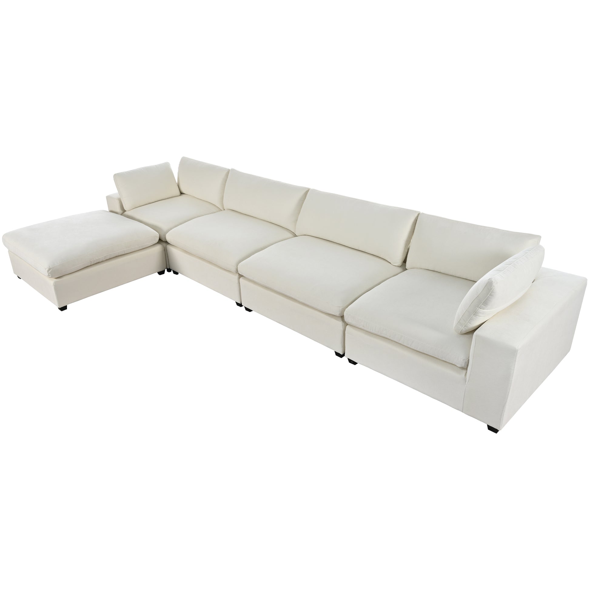 Cloud Couch Sectional, Large Modular Sofa with Ottoman, Beige
