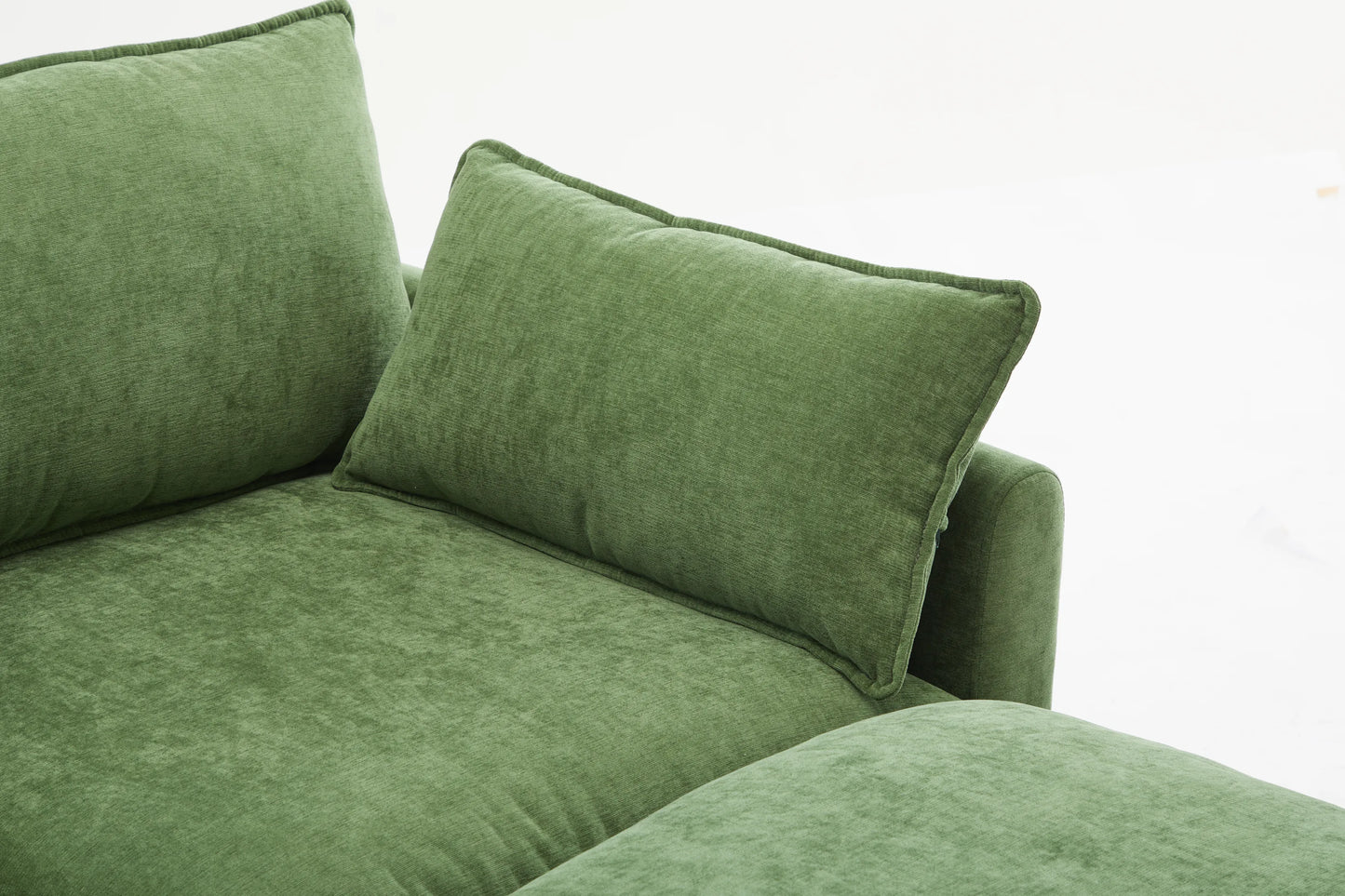 3 Seater Sofa, L Shaped Couch with Ottoman, Beige/Gray/Green
