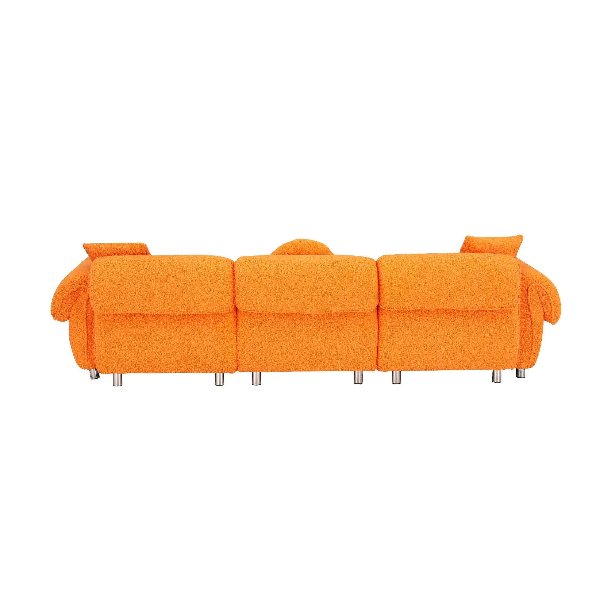 3 Seater Sofa, Plush Upholstered Teddy Velvet Couch, Orange