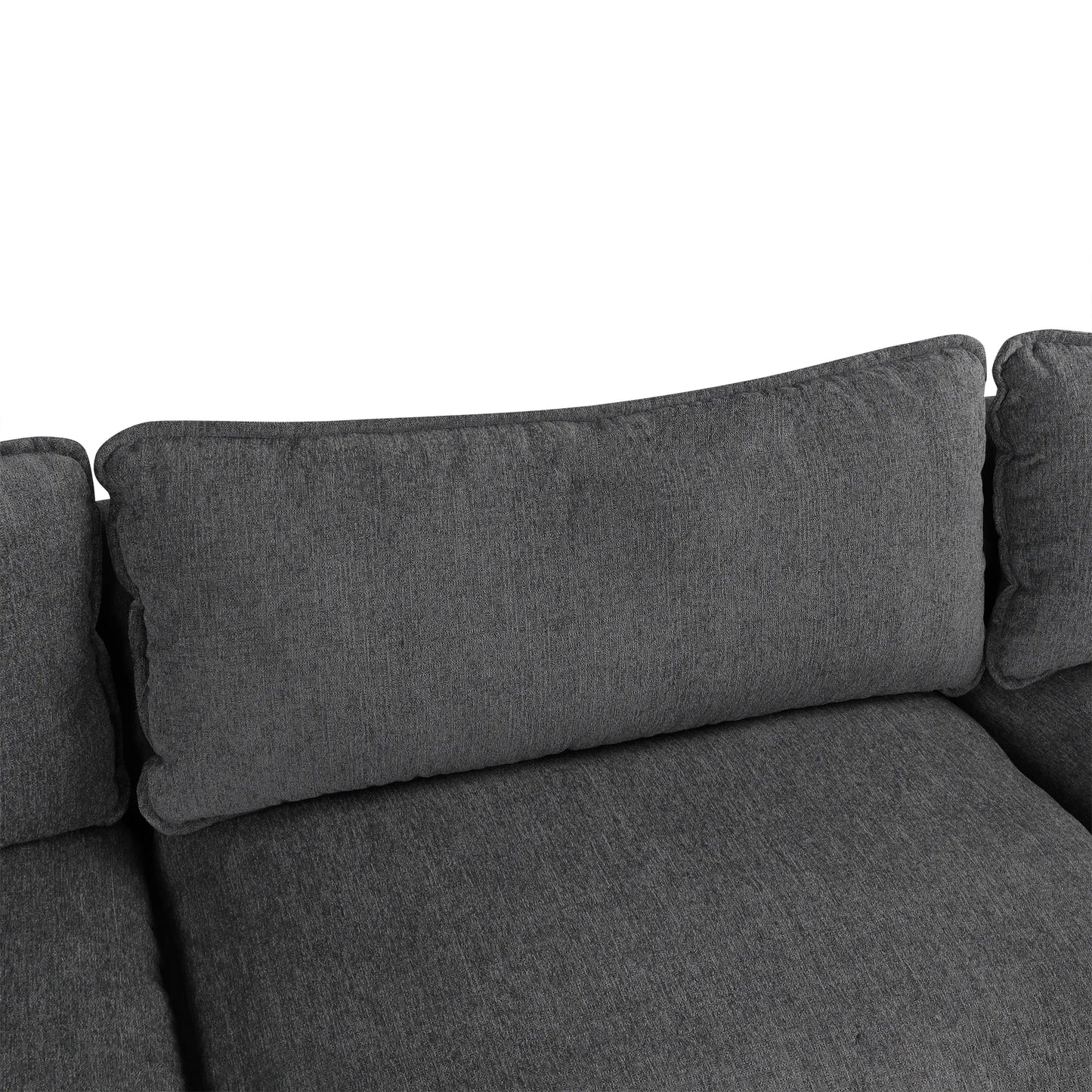 Comfy Sectional Cloud Couch, Chenille Sofa with Ottoman, Grey
