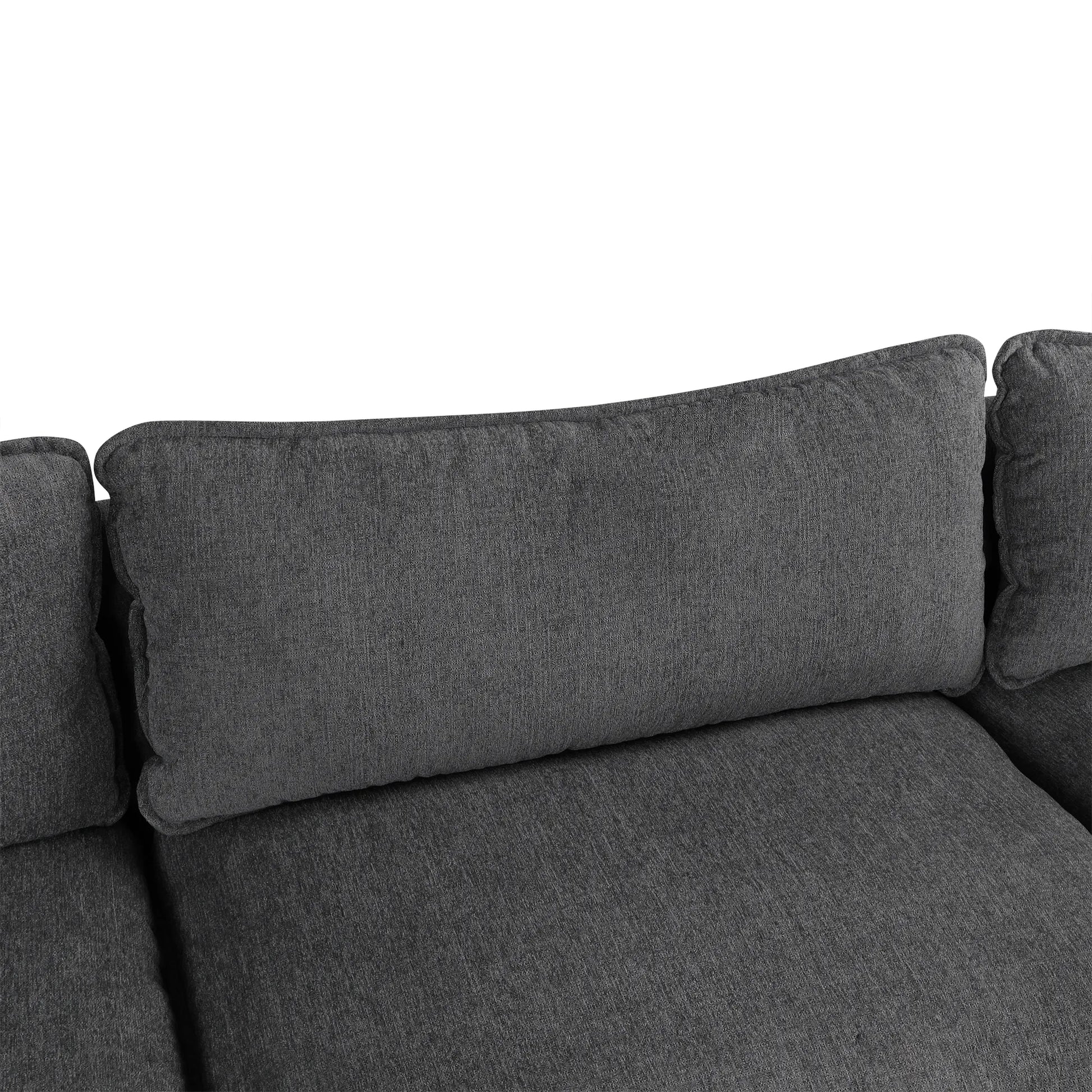 Comfy Sectional Cloud Couch, Chenille Sofa with Ottoman, Grey
