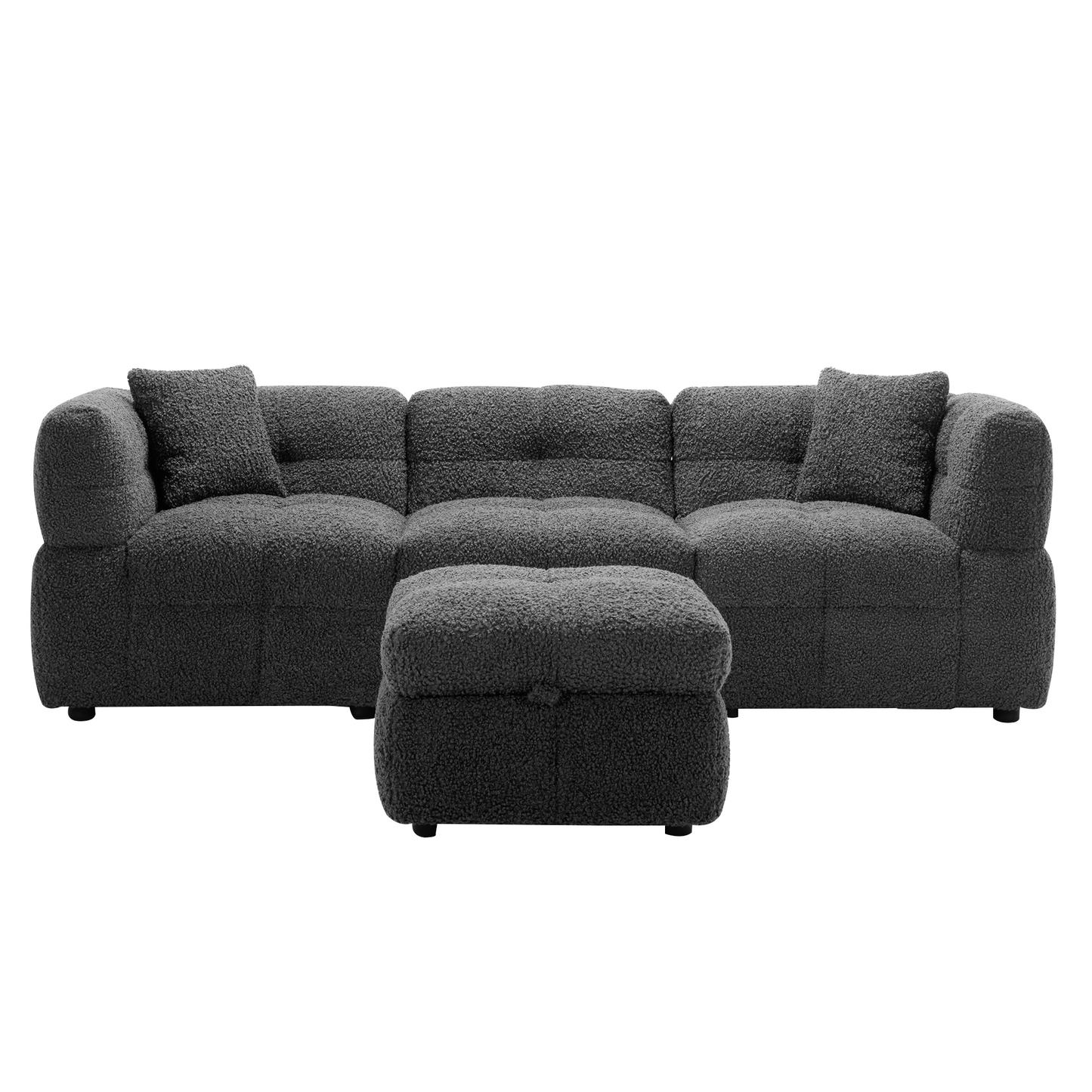 Small Couch, Sectional with Ottoman - Gray