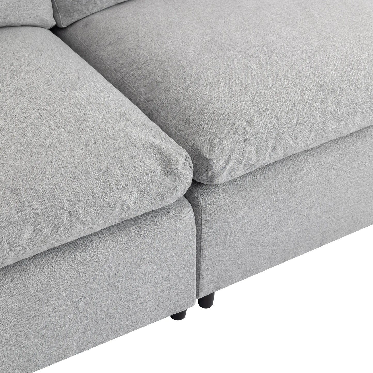 Louie Grey Sectional Couch, Sofa with Ottoman