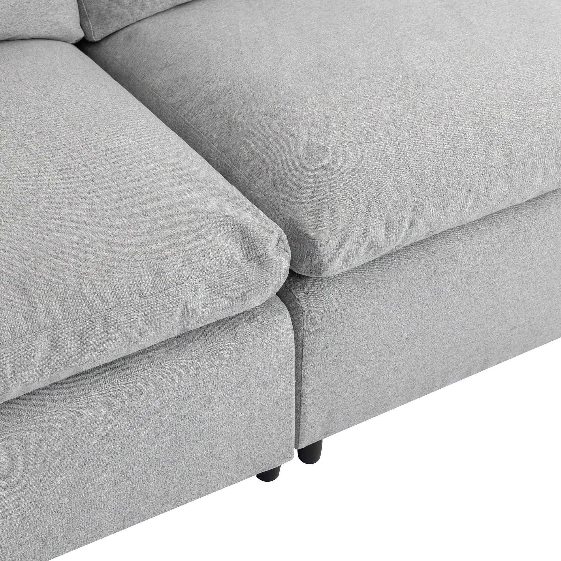Louie Grey Sectional Couch, Sofa with Ottoman