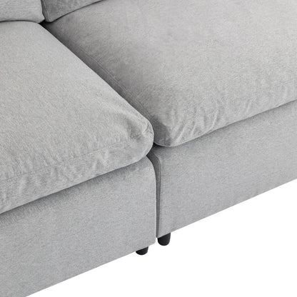 Louie Grey Sectional Couch, Sofa with Ottoman