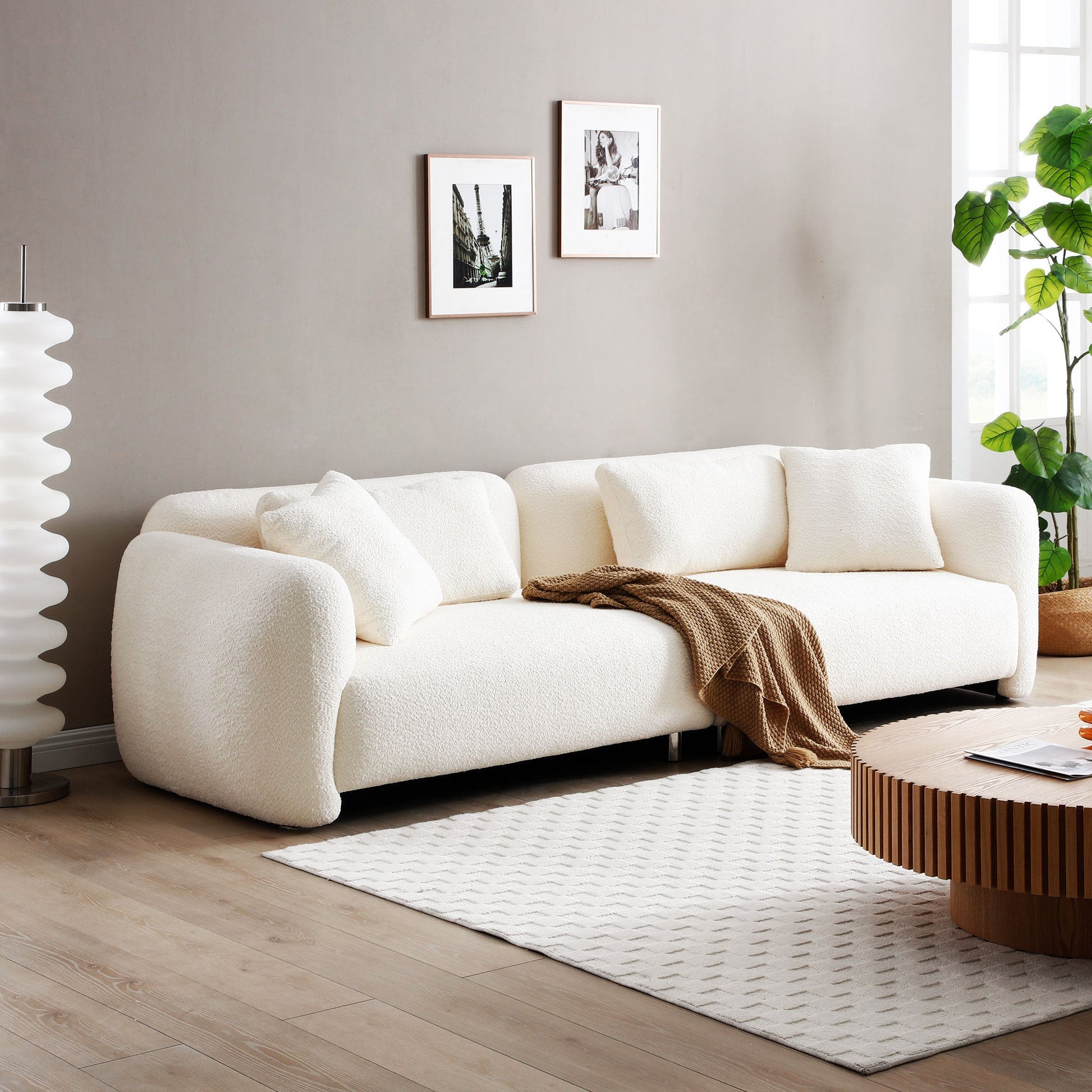 Cloud Couch, Premium Oversized Sofa with Teddy Bouclé, Beige