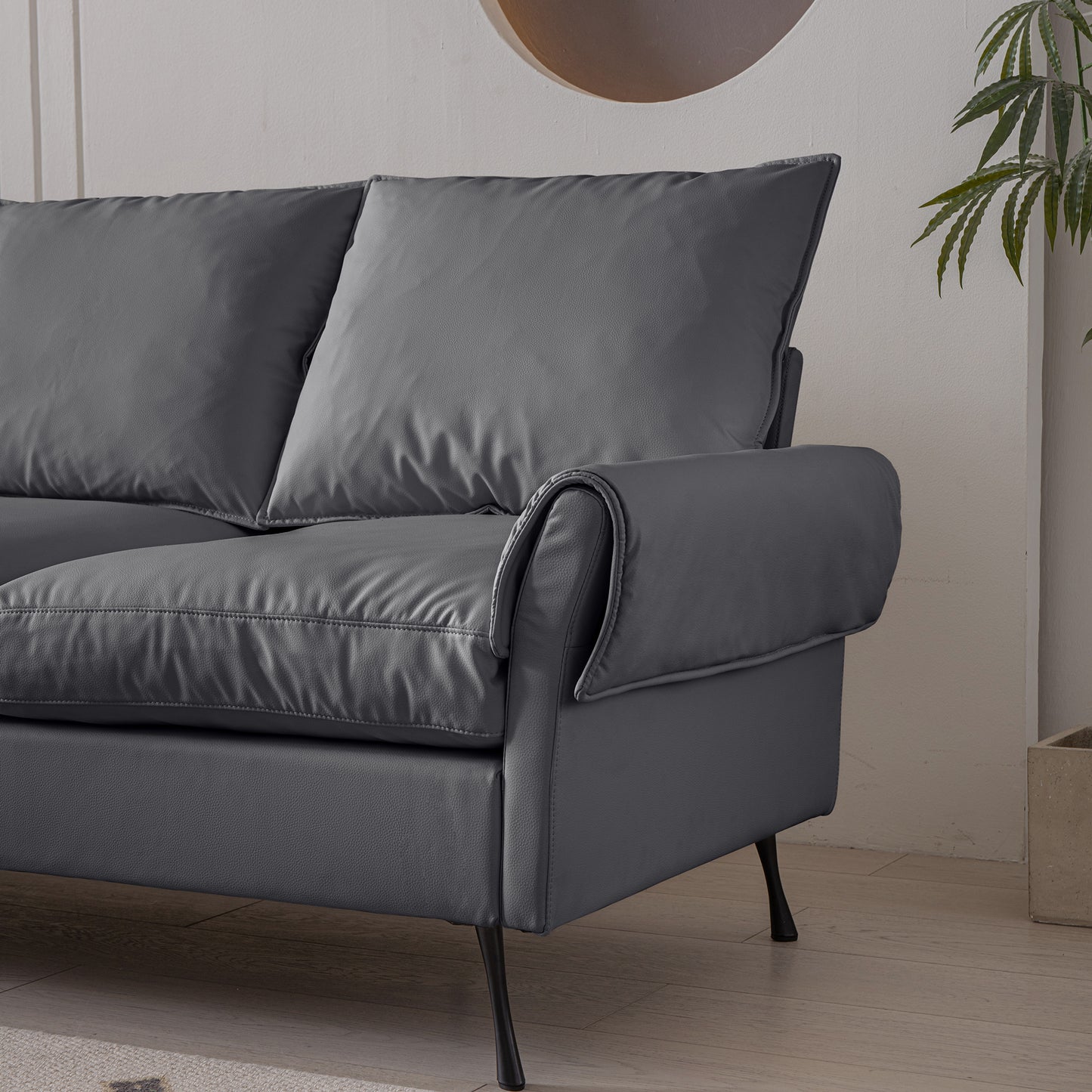 Louie Couch L-Shape, Sofa With Chaise Lounge - Gray