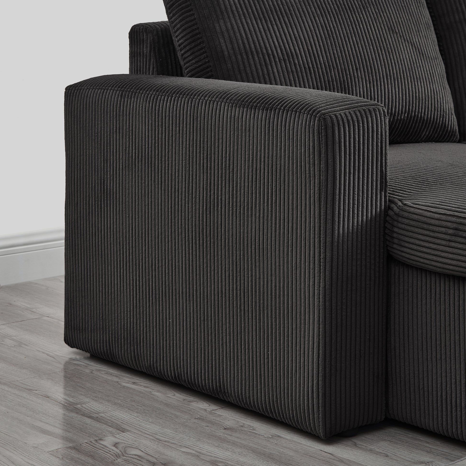 Louie Sofa Chaise Sleeper, Corduroy Couch with Double Chaise Storage - Dark Gray