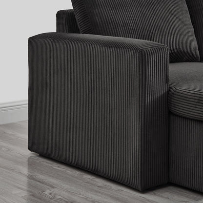 Louie Sofa Chaise Sleeper, Corduroy Couch with Double Chaise Storage - Dark Gray