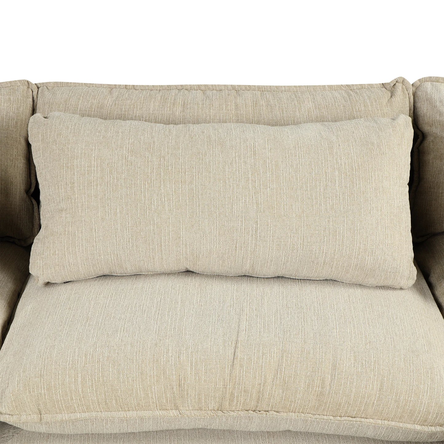 Comfy Sectional Cloud Couch, Chenille Sofa with Ottoman, Beige