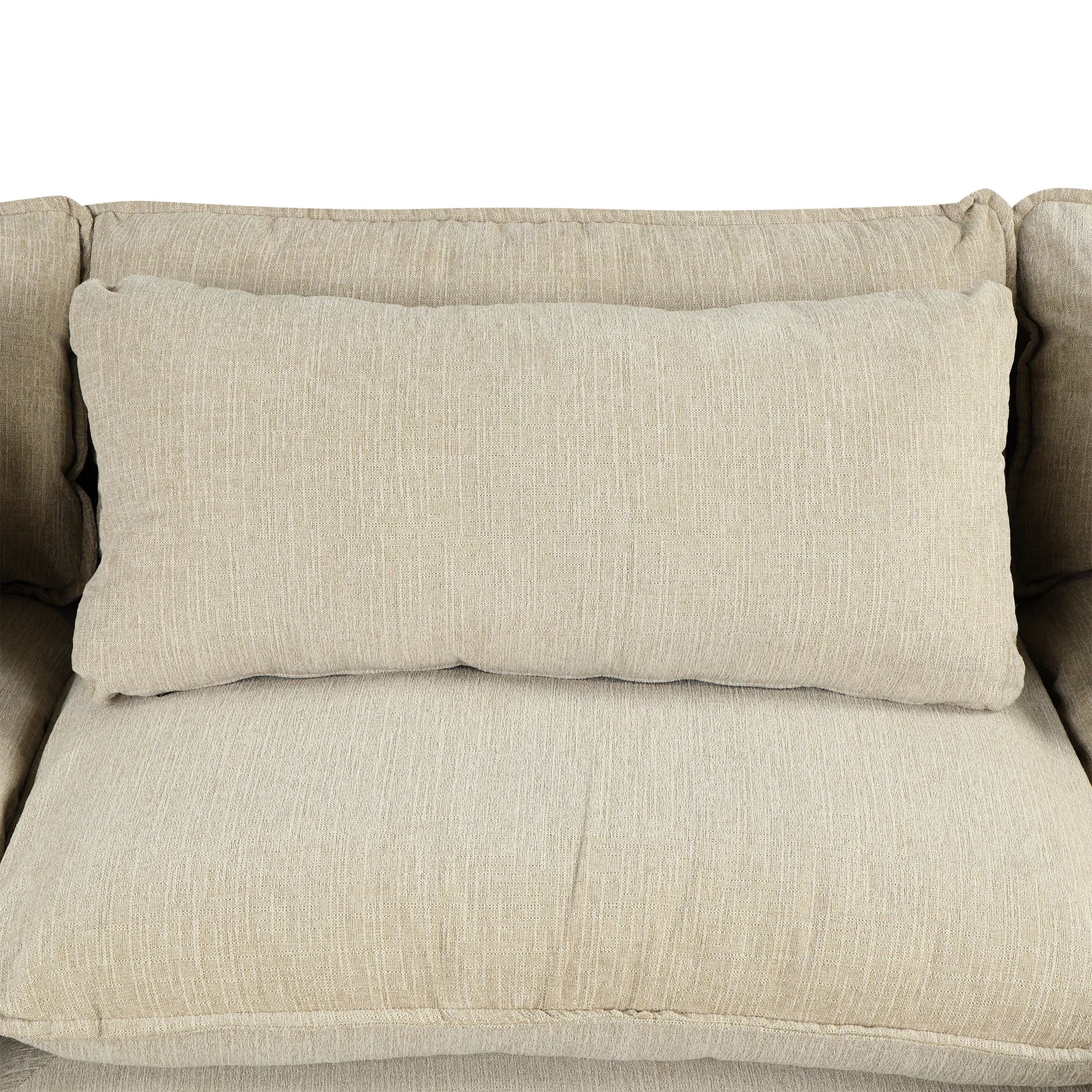 Comfy Sectional Cloud Couch, Chenille Sofa with Ottoman, Beige