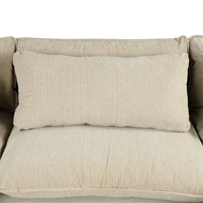 Comfy Sectional Cloud Couch, Chenille Sofa with Ottoman, Beige