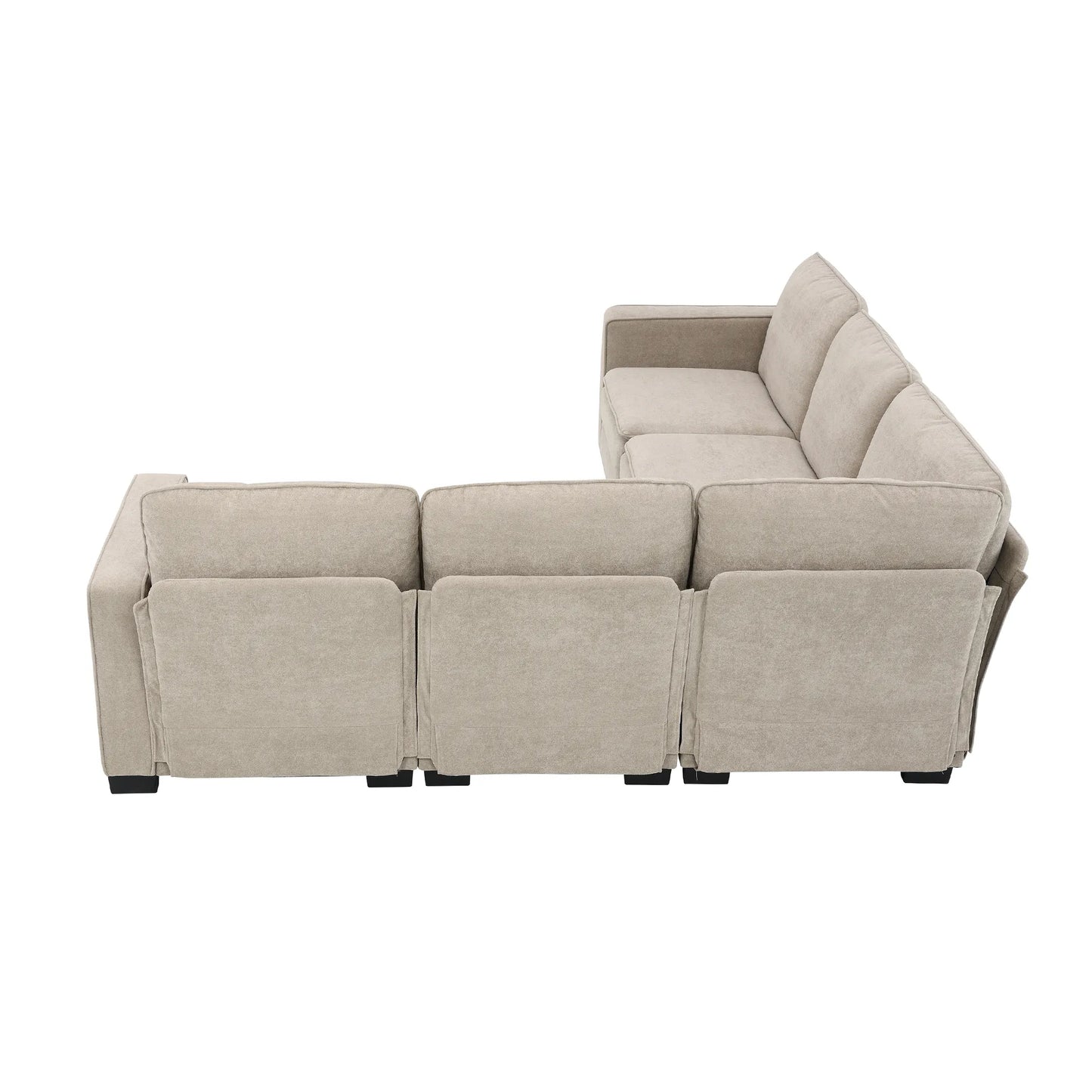 Corner Sectional Sofa, L-Shaped Comfy Couch, Khaki
