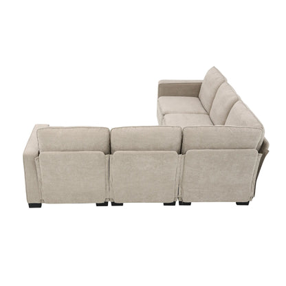 Corner Sectional Sofa, L-Shaped Comfy Couch, Khaki
