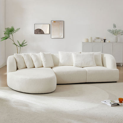 Deep Seat Couch with Chaise Lounge, Curved Corner Sectional, Beige
