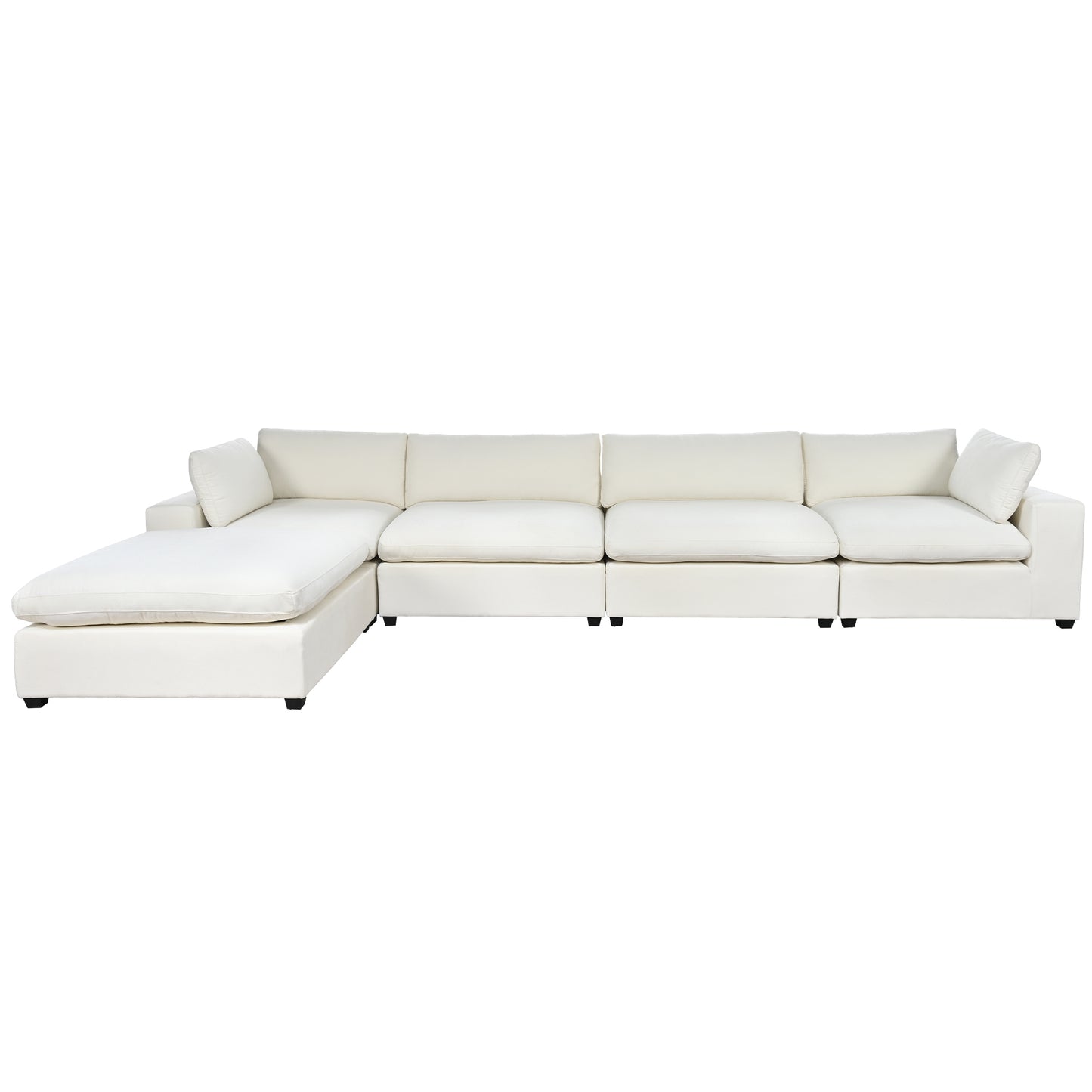 Cloud Couch Sectional, Large Modular Sofa with Ottoman, Beige