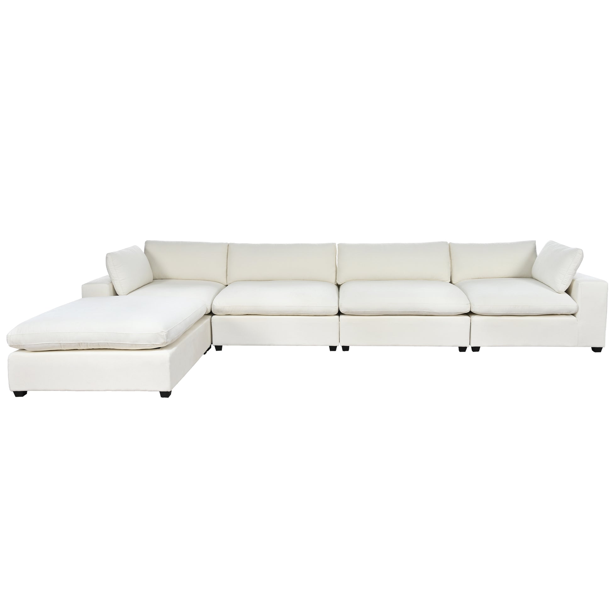 Cloud Couch Sectional, Large Modular Sofa with Ottoman, Beige