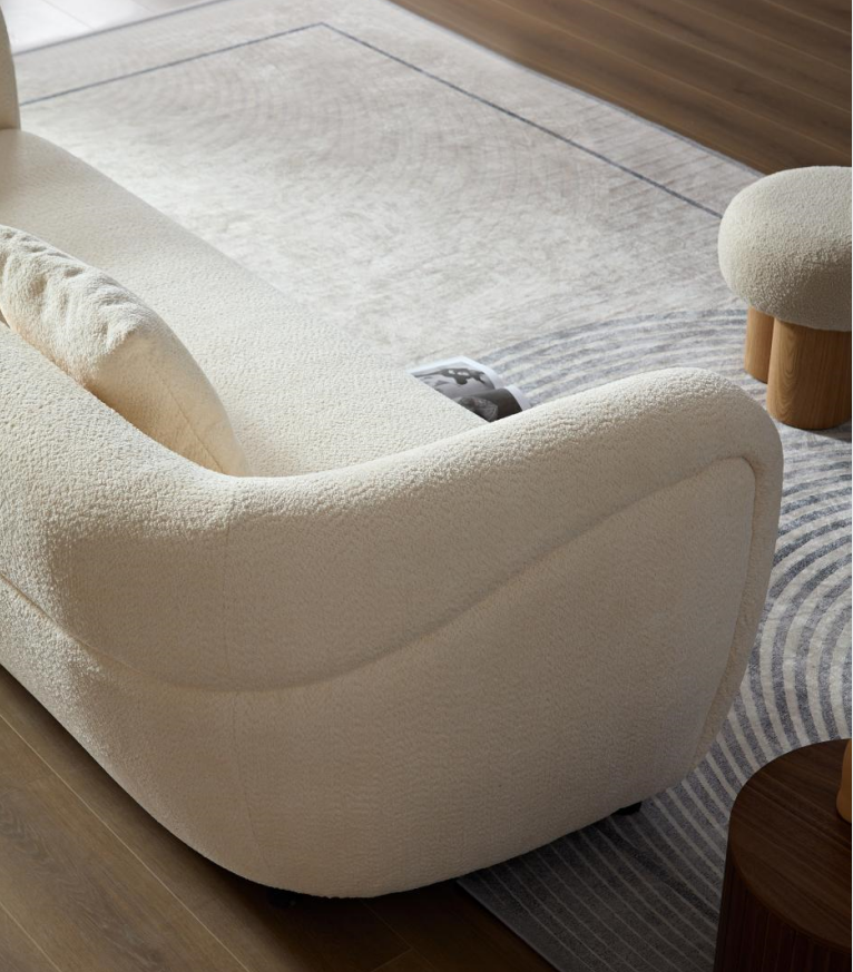 Modern Deep Seat Sofa, Plush Upholstered Couch, White